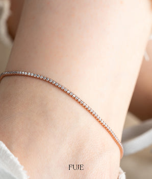 Tennis Anklet - Zircon Stones - 925K Silver - Handmade Minimalist Dainty Anklet - Summer Jewelry