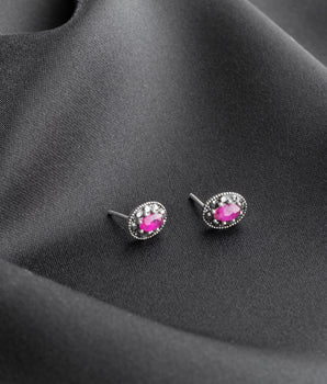 Ruby Earrings - 925K Silver - Handmade Jewelry - Minimalist Earrings - Birthday Gift - Vintage Earrings