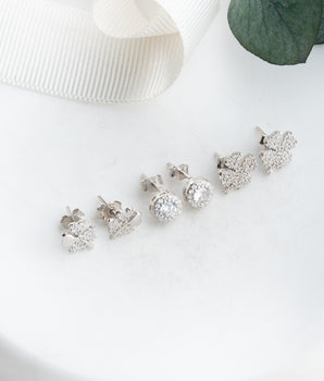 Clover Earrings - Heart Earrings - Round Earrings - Handmade Jewelry - 925K Silver - Chirstmas Gift - Luck Earrings - Birthday Gift