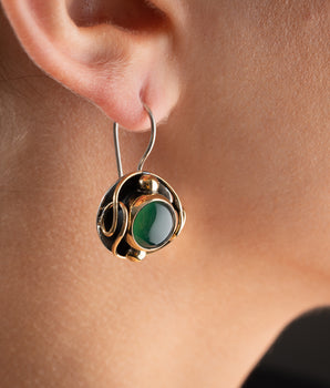 Jade Stone Earrings - Agate Earrings - Tiger Eye Earrings - Onyx Earrings - Vintage Earrings - Natural Stone Earrings - 925K Silver - Christmas Gift - Birthday Gift