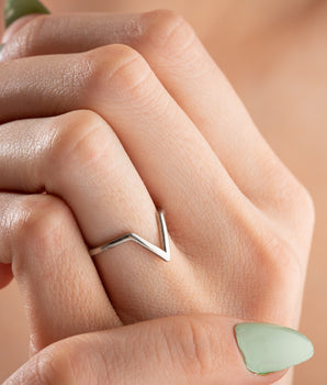 V Model Silver Ring - Handmade Minimalist Silver Ring
