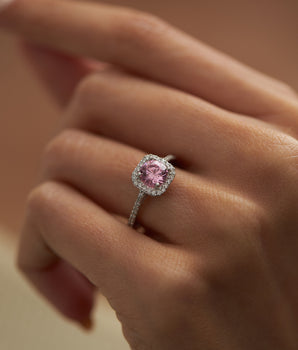 Square Pink Ring - Engagement Ring - Birthday Gift - Handmade Jewellery - Minimalist Ring - Emerald - Sapphire - Ruby
