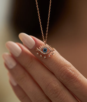 Evil Eye Necklace - Protected Necklace - Amulet - Nazar - 925K Silver