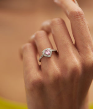 Heart Ring - Pink Stone - 925K Silver - October Birthstone - Birthday Gift - Handmade Jewellery - Love Ring