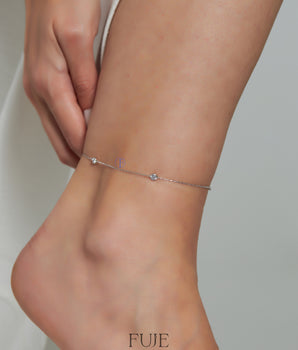 White Stone Anklet - 925 Sterling Silver - Zircon Stone - Summer Jewelry - Handmade Minimalist Anklet - Birthday Gift - Best Friend Gift