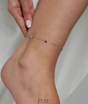 Mix Color Anklet - 925 Sterling Silver - Summer Jewelry - Handmade Minimalist Anklet - Birthday Gift - Best Friend Gift