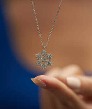 Snowflake Necklace - Snowflake Pendant - 925K Silver - Handmade Jewelry - Birthday Gift - Christmas Gift