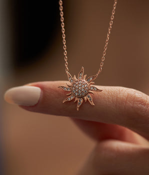 Sun Necklace - Sun Pendant - 925K Silver - Handmade Jewelry - Birthday Gift - Christmas Gift