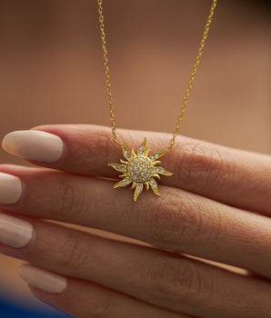 Sun Necklace - Sun Pendant - 925K Silver - Handmade Jewelry - Birthday Gift - Christmas Gift