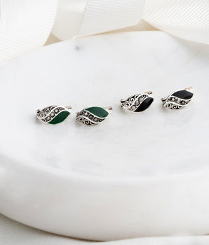 Emerald Earrings- Onyx Earrings - Round Onyx Earrings - Handmade Jewelry - Christmas Gift - Vintage Earrings - Birthday Gift