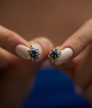 Flower Earrings - Emerald Earrings - Ruby Earrings - Sapphire Earrings - 925K Silver - Handmade Jewelry - Birthday Gift - Vintage Earrings - Christmas Gift
