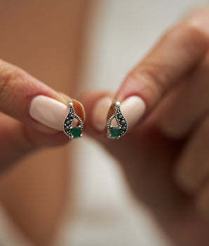 Vintage Design Earrings - Emerald - Ruby - Sapphire - Handmade Jewelry - Birthday Gift - Christmas Gift