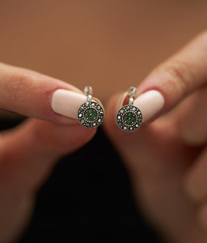 Clover Earrings - Modern Design - Emerald - Ruby - Sapphire - 925K Silver - Handmade Jewelry - Minimalist Dainty Earrings- Birthday Gift - Christmas Gift - September Birthstone