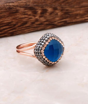 Sapphire Rose Silver Design Ring