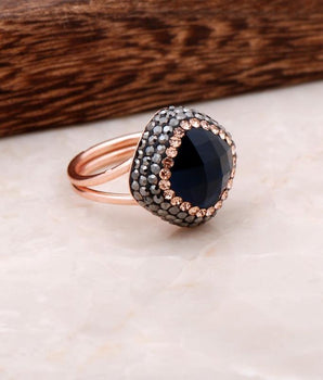 Sapphire Rose Silver Design Ring
