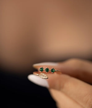 3 Stone Ring - Emerald - Sapphire - Ruby - Sapphire - Onyx - Handmade Jewelry - Minimalist Ring - Birthday Gift - Christmas Gift