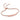 There is a rose gold bracelet on a white background.