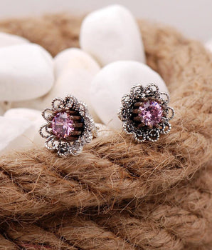 Vintage Design Earrings - Emerald - Yellow Zircon - Sapphire - Ruby - Pink Quartz - Turquise -